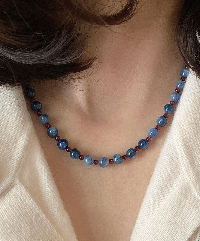 DIY Blue Sterling Silver Crystal Beading Gratuated Bead Necklace