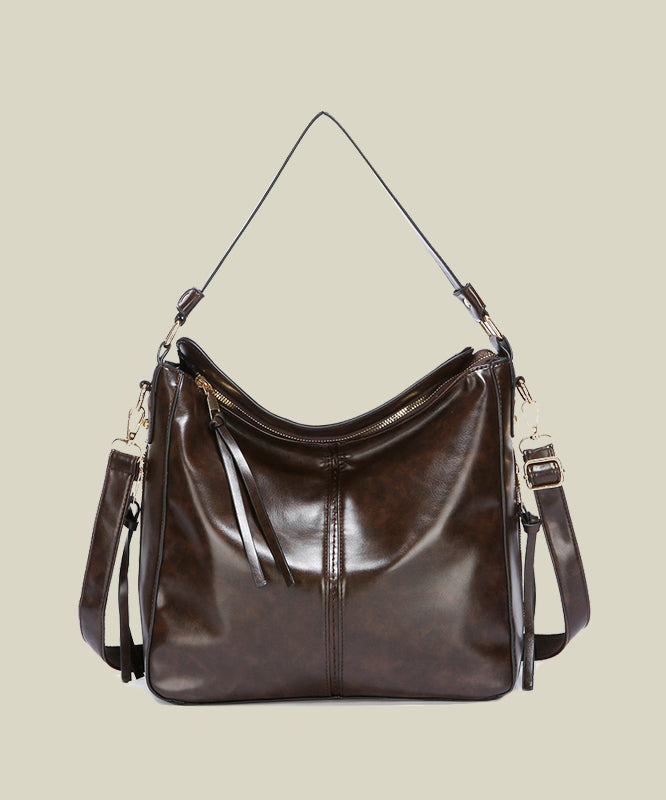DIY Caramel Large Capacity Faux Leather Shoulder Bags