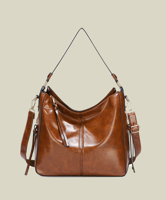 DIY Caramel Large Capacity Faux Leather Shoulder Bags
