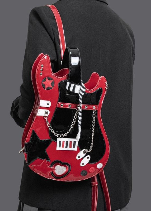 DIY Chain Linked Patchwork Faux Leather Versatile Backpack Bag