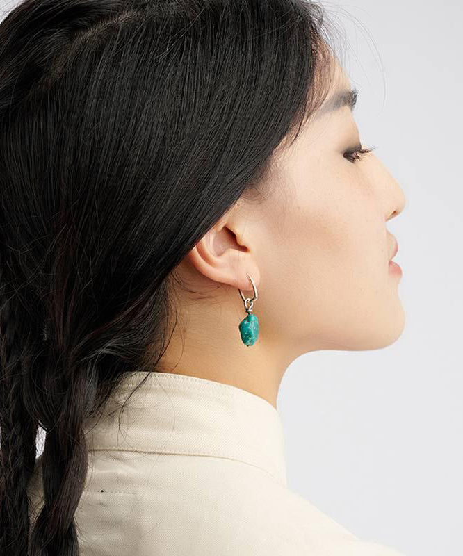 DIY Green Sterling Silver Turquois Single Drop Earrings