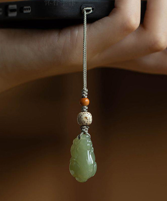DIY Green Weave Jade A Mythical Wild Animal Phone Chains