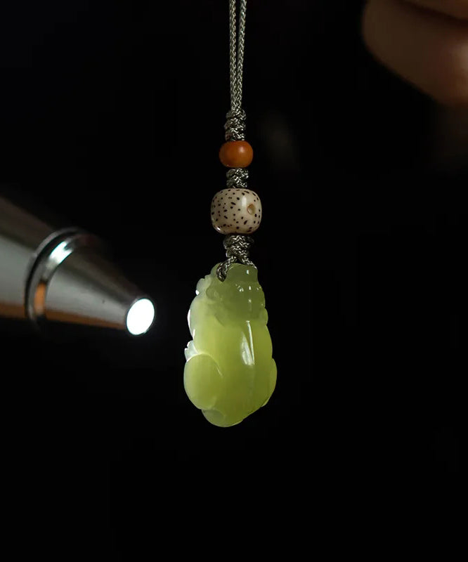 DIY Green Weave Jade A Mythical Wild Animal Phone Chains