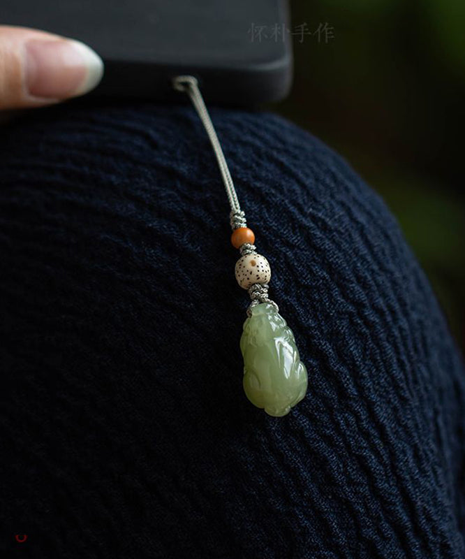 DIY Green Weave Jade A Mythical Wild Animal Phone Chains