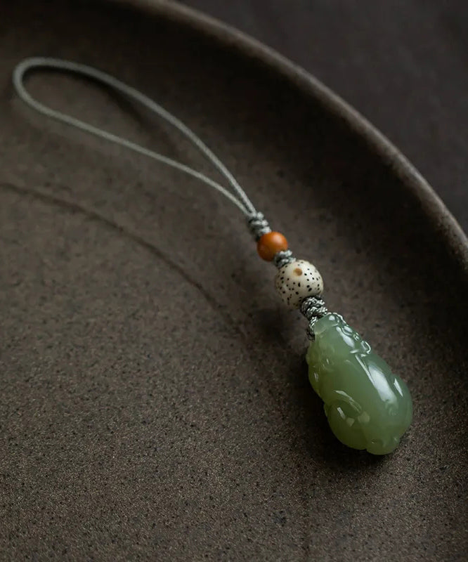 DIY Green Weave Jade A Mythical Wild Animal Phone Chains