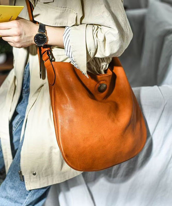 DIY Orange Durable Leather CrossBody Messenger Bag