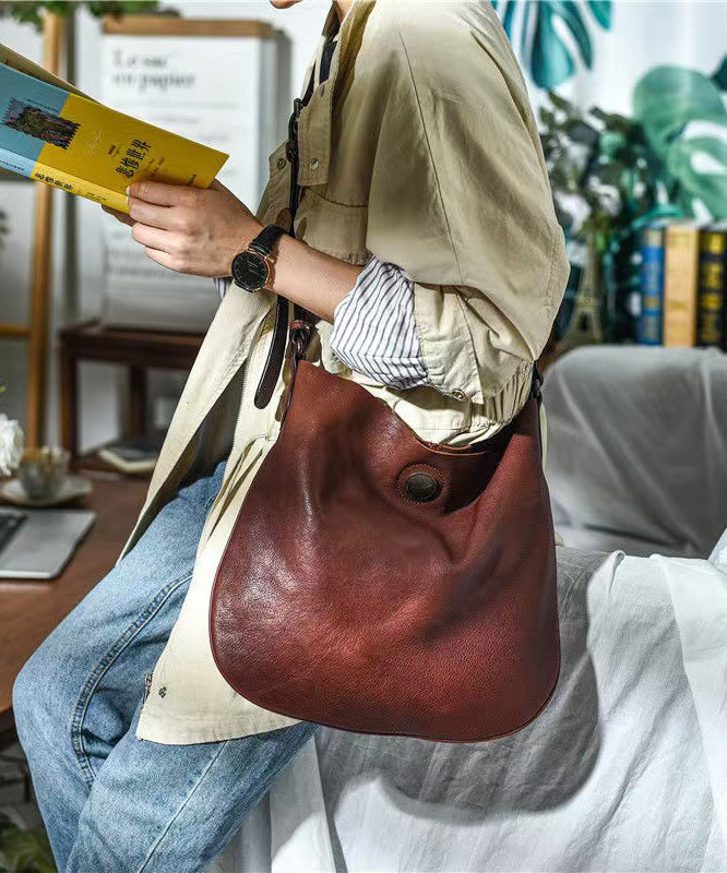 DIY Orange Durable Leather CrossBody Messenger Bag