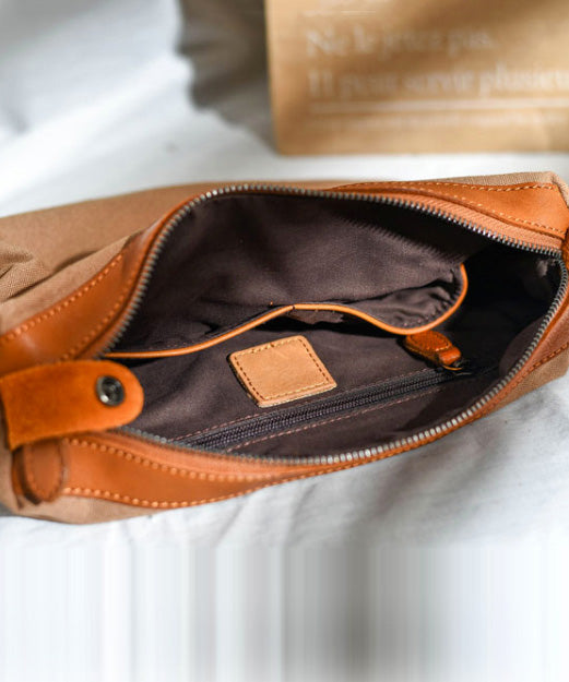 DIY Orange Durable Leather CrossBody Messenger Bag