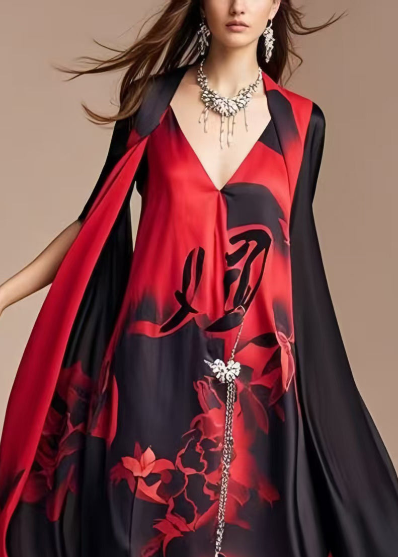 DIY Oversized Tie Dye Silk Fake Two Piece Dresses Summer