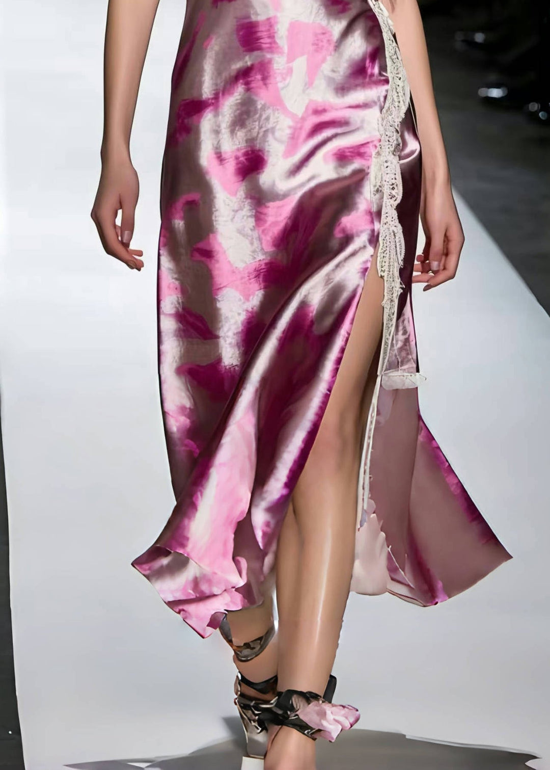 DIY Rose Tasseled Tie Dye Silk Mini Dress Summer