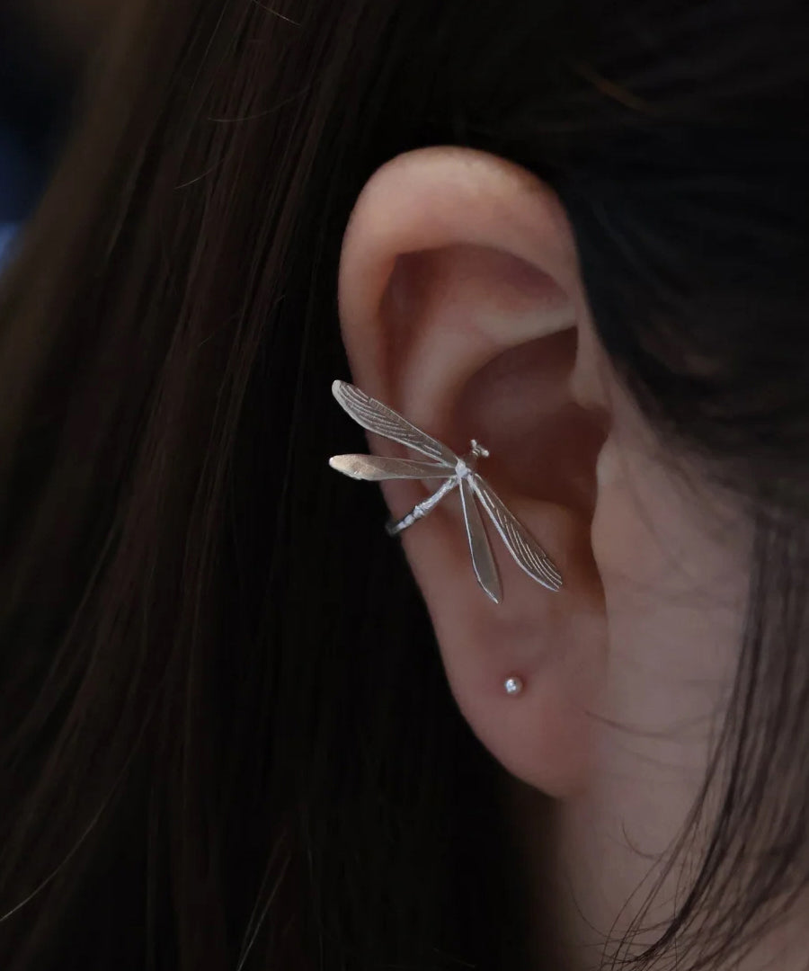 DIY Silk Sterling Silver Dragonfly Stud Earrings