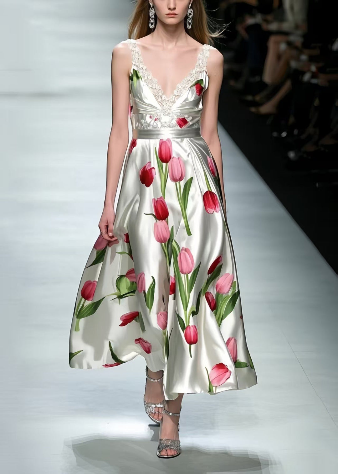 DIY White Floral Silk Cami Dress Summer