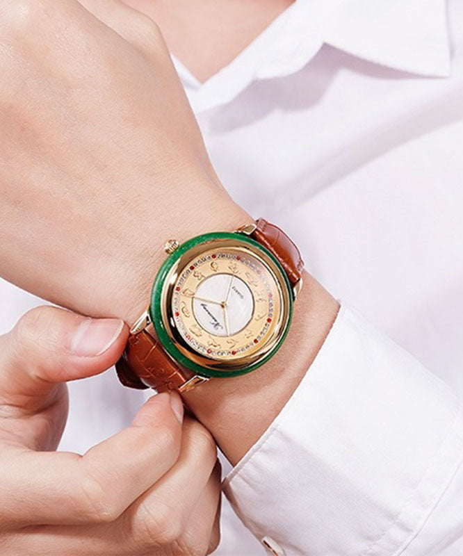 DIY White Leather Alloy Sapphire Crystal Watches