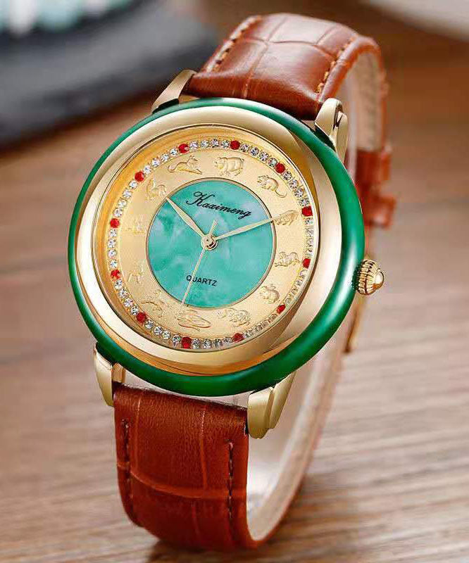 DIY White Leather Alloy Sapphire Crystal Watches