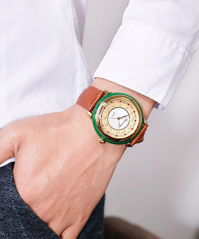 DIY White Leather Alloy Sapphire Crystal Watches