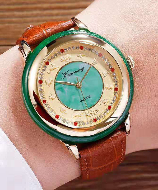 DIY White Leather Alloy Sapphire Crystal Watches