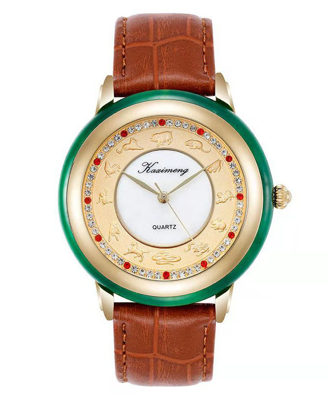 DIY White Leather Alloy Sapphire Crystal Watches