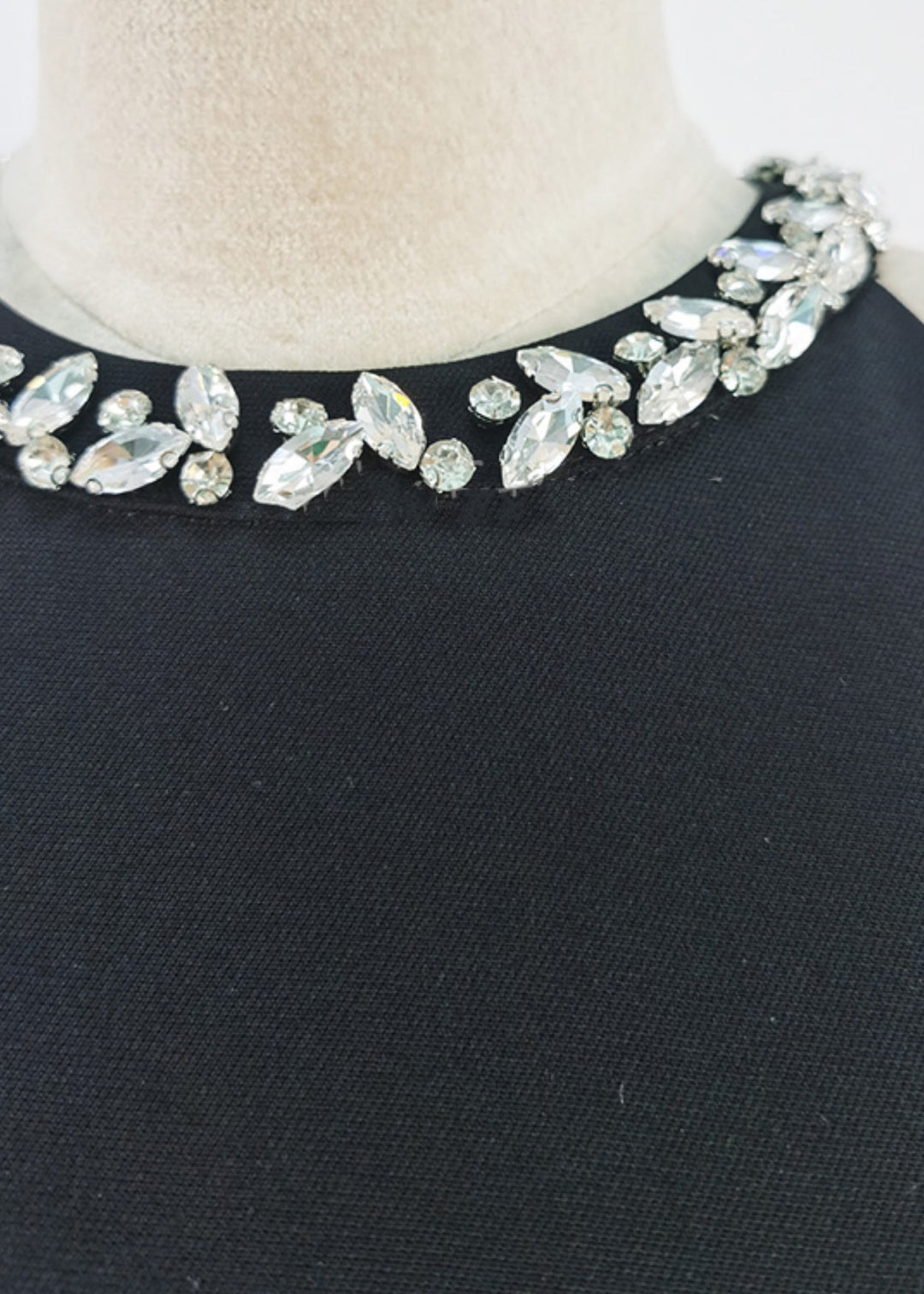 Elegant Black Zircon Pearl Cotton Pleated Dresses Sleeveless