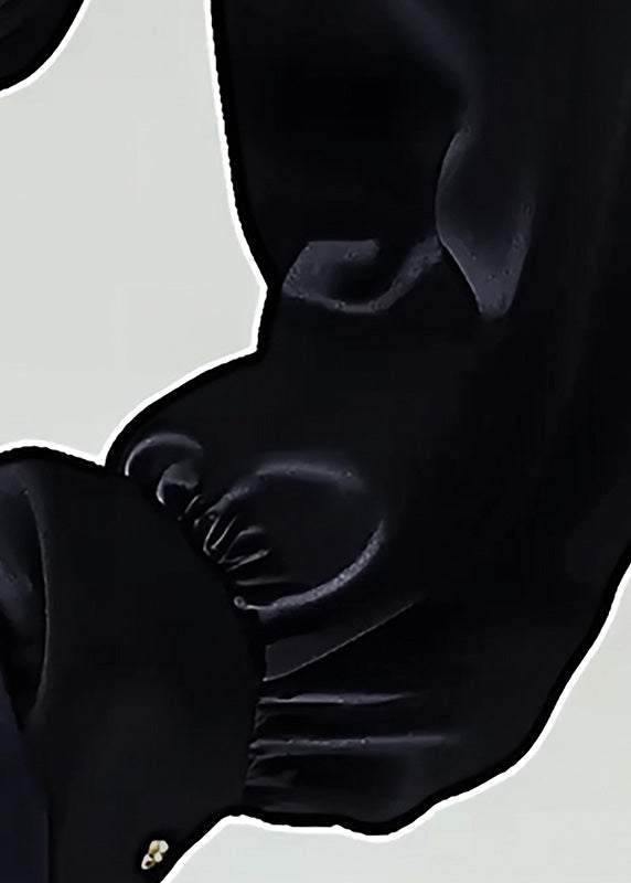 Elegant Navy Stand Collar Wrinkled Silk Shirt Top Spring