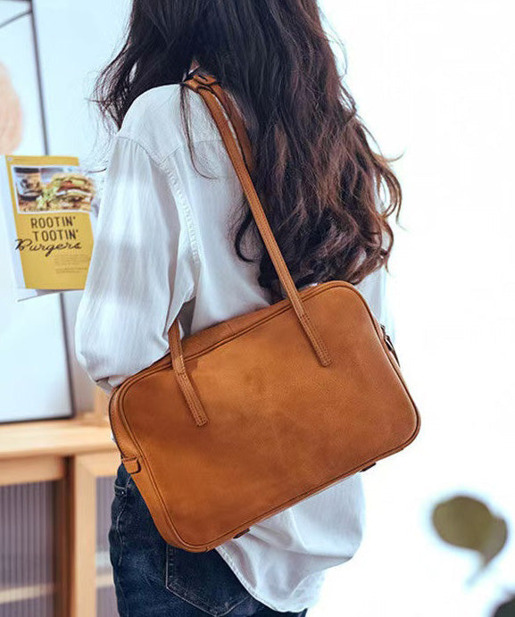 Elegant Orange Square Durable Leather Shoulder Bags