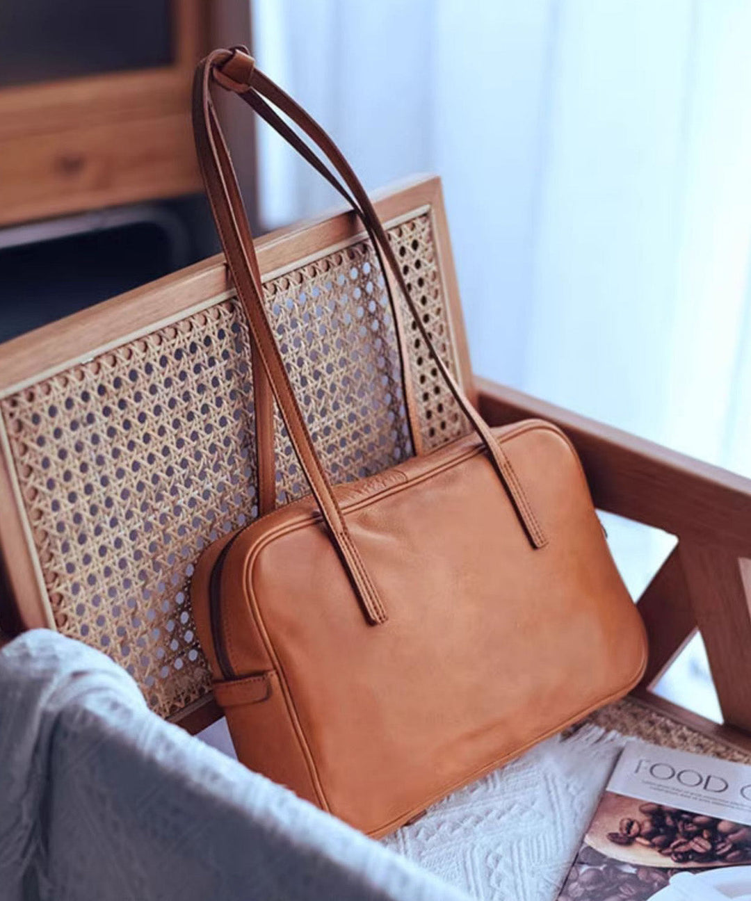 Elegant Orange Square Durable Leather Shoulder Bags