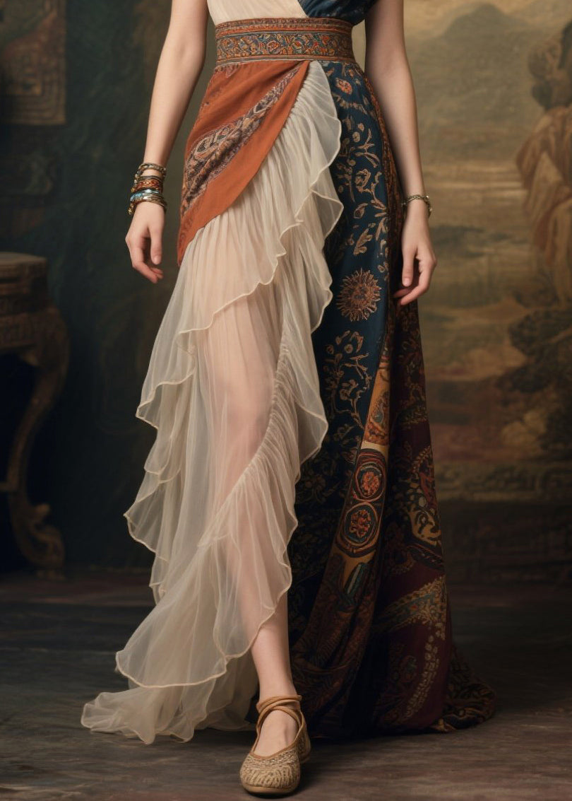 Elegant Tea Green Asymmetrical Patchwork Ruffles Chiffon Dress Summer