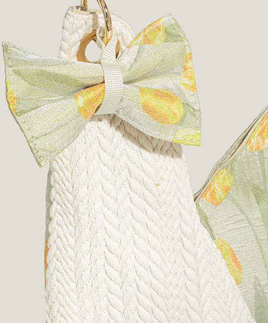 Elegant White Asymmetrical Design Patchwork Cotton Shoulder Bags