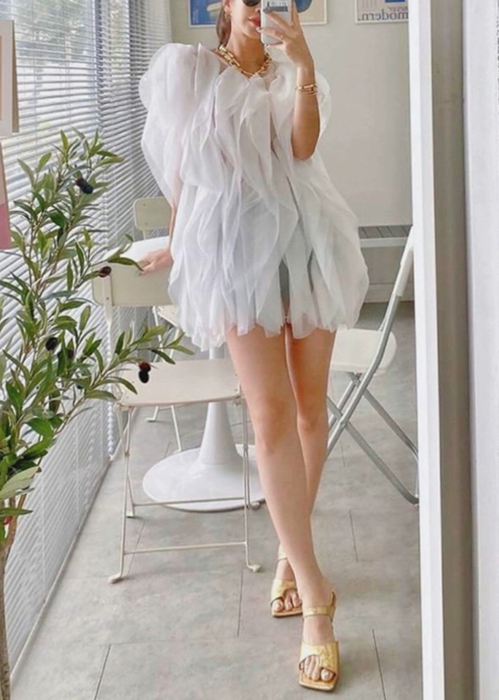 Elegant Yellow Ruffled Solid Tulle Mini Dresses Sleeveless