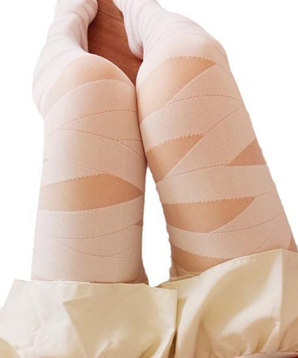 European And American Black Thin Perspective Jacquard Long Socks