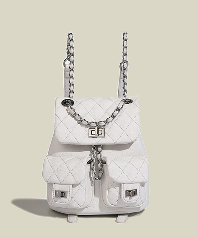 Fashion Black Solid Durable With Pockets Faux Leather Backpack Bag