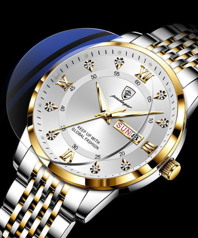 Fashion Black Stainless Steel Waterproof Noctilucent Watches