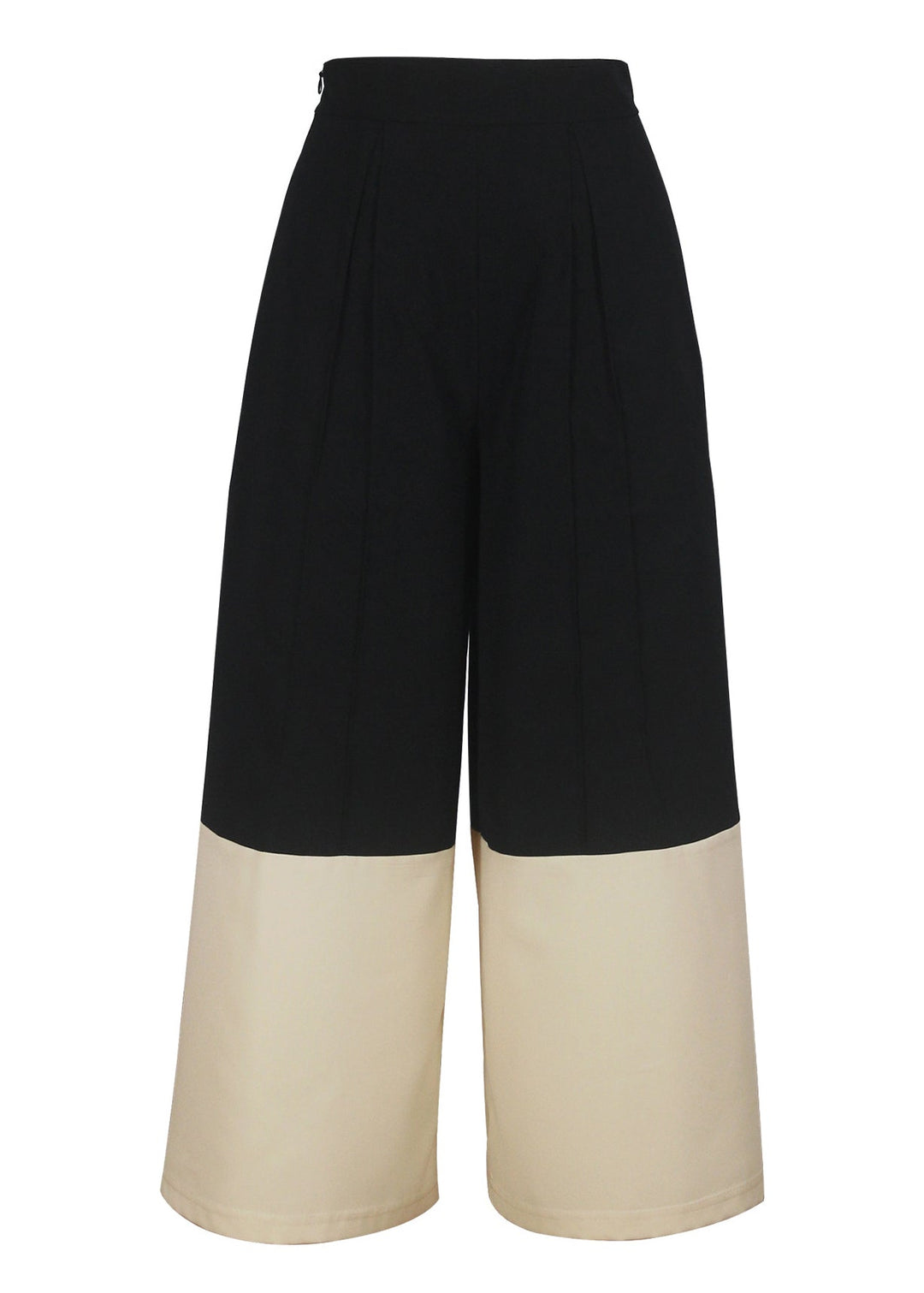 Fashion Colorblock High Waist Pockets Crop Pants Summer