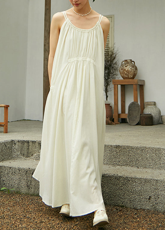 Fashion Dark Grey Wrinkled Cotton Spaghetti Strap Dress Sleeveless