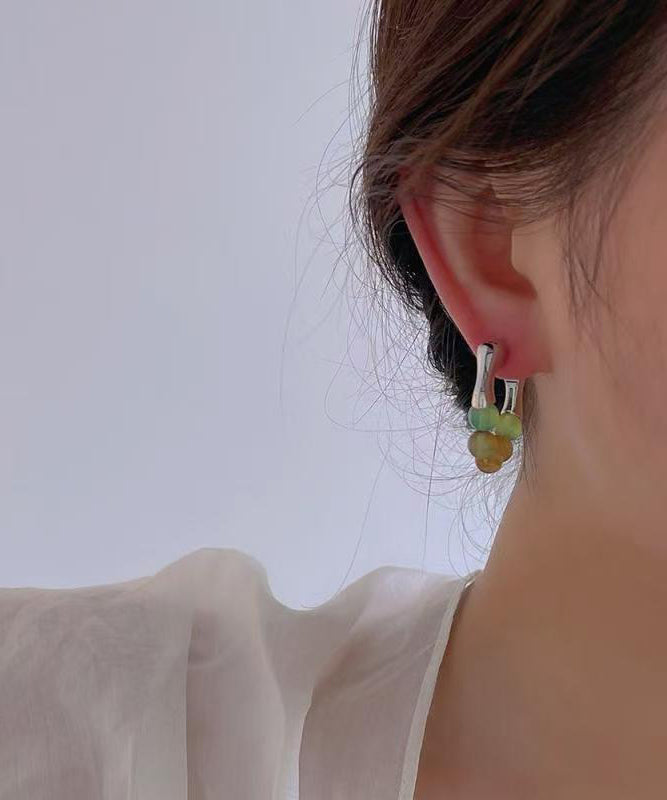 Fashion Rainbow Stainless Steel Crystal Hoop Earrings