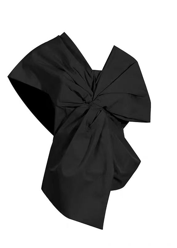 Fashion Red Asymmetrical Bow Splicing Design Top Summer