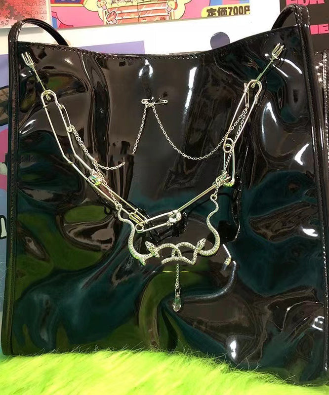 Fashion Red Large Capacity Chain Linked Faux Leather Shoulder Bags