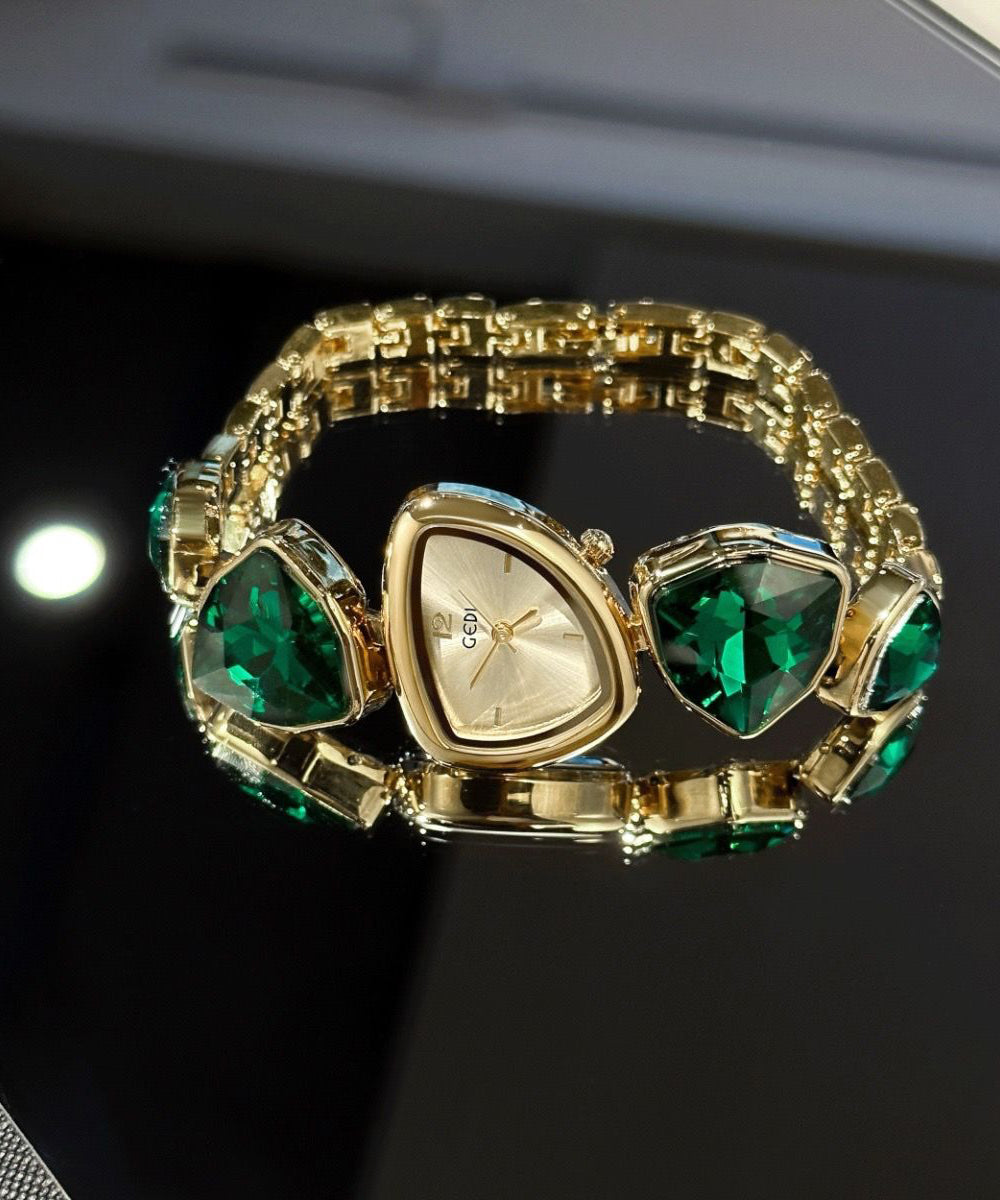 Fashion Red Stainless Steel Alloy Asymmetrical Gem Stone Watches