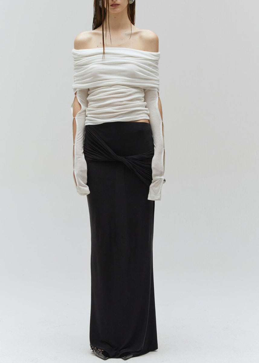 Fashion Sexy Black Hollow Out Cotton Two Pieces Set Fall