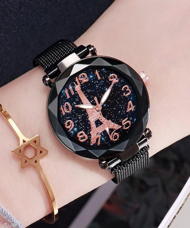 Fine Black Stainless Steel Quartz Movement Watches