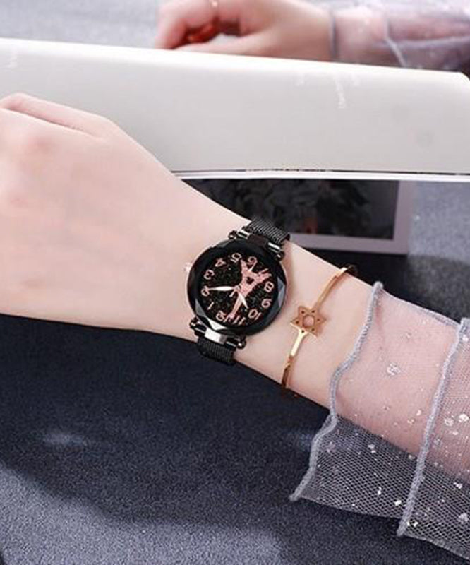 Fine Black Stainless Steel Quartz Movement Watches