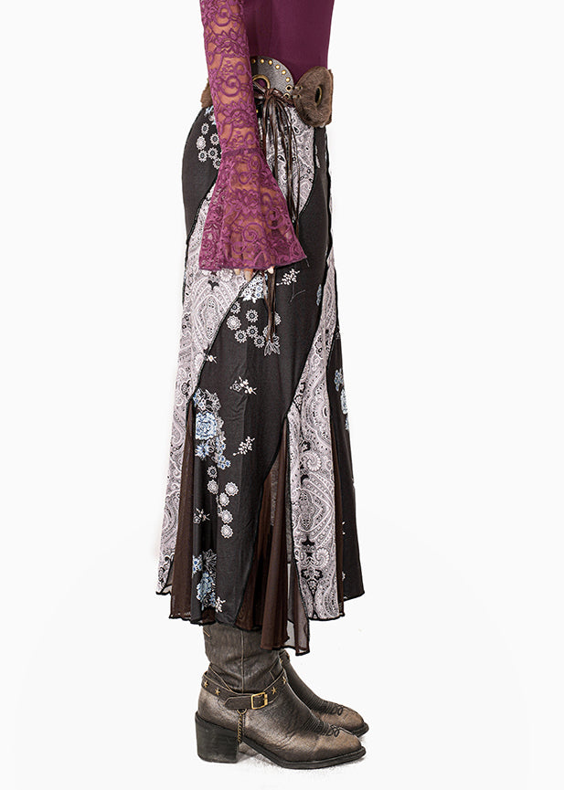 Fine Colorblock Asymmetrical Print Fishtail Skirt Summer