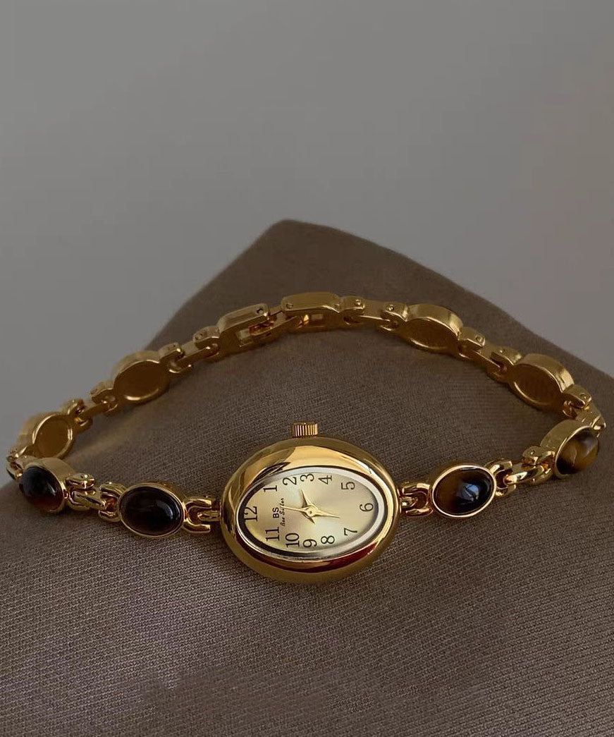 Fine Gold Metal Alloy Tempered Glass Quartz Movement Watches