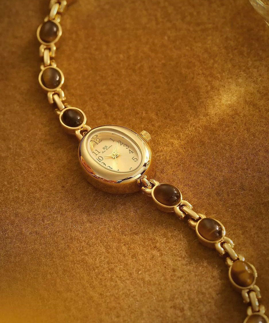 Fine Gold Metal Alloy Tempered Glass Quartz Movement Watches