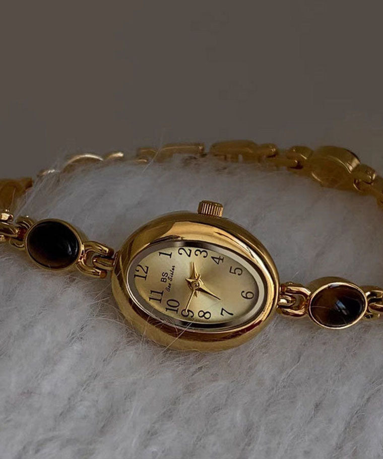 Fine Gold Metal Alloy Tempered Glass Quartz Movement Watches