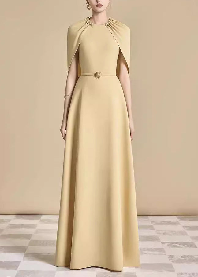 Fine Khaki Original Design Solid Cotton Maxi Dresses Summer