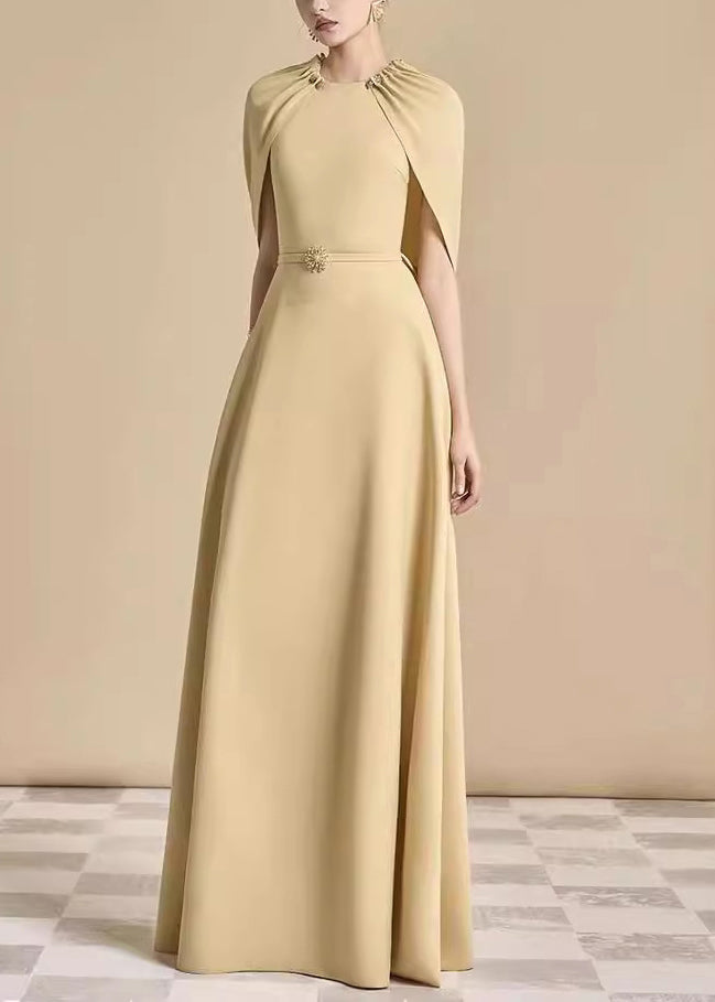 Fine Khaki Original Design Solid Cotton Maxi Dresses Summer