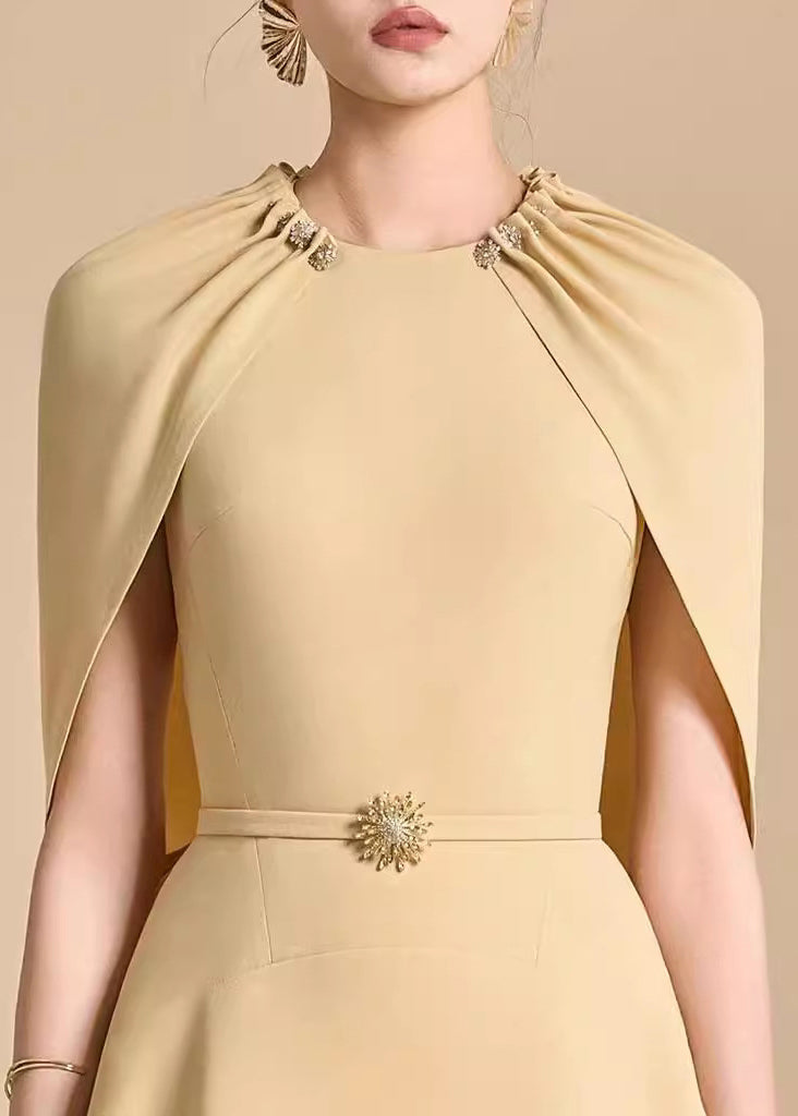 Fine Khaki Original Design Solid Cotton Maxi Dresses Summer