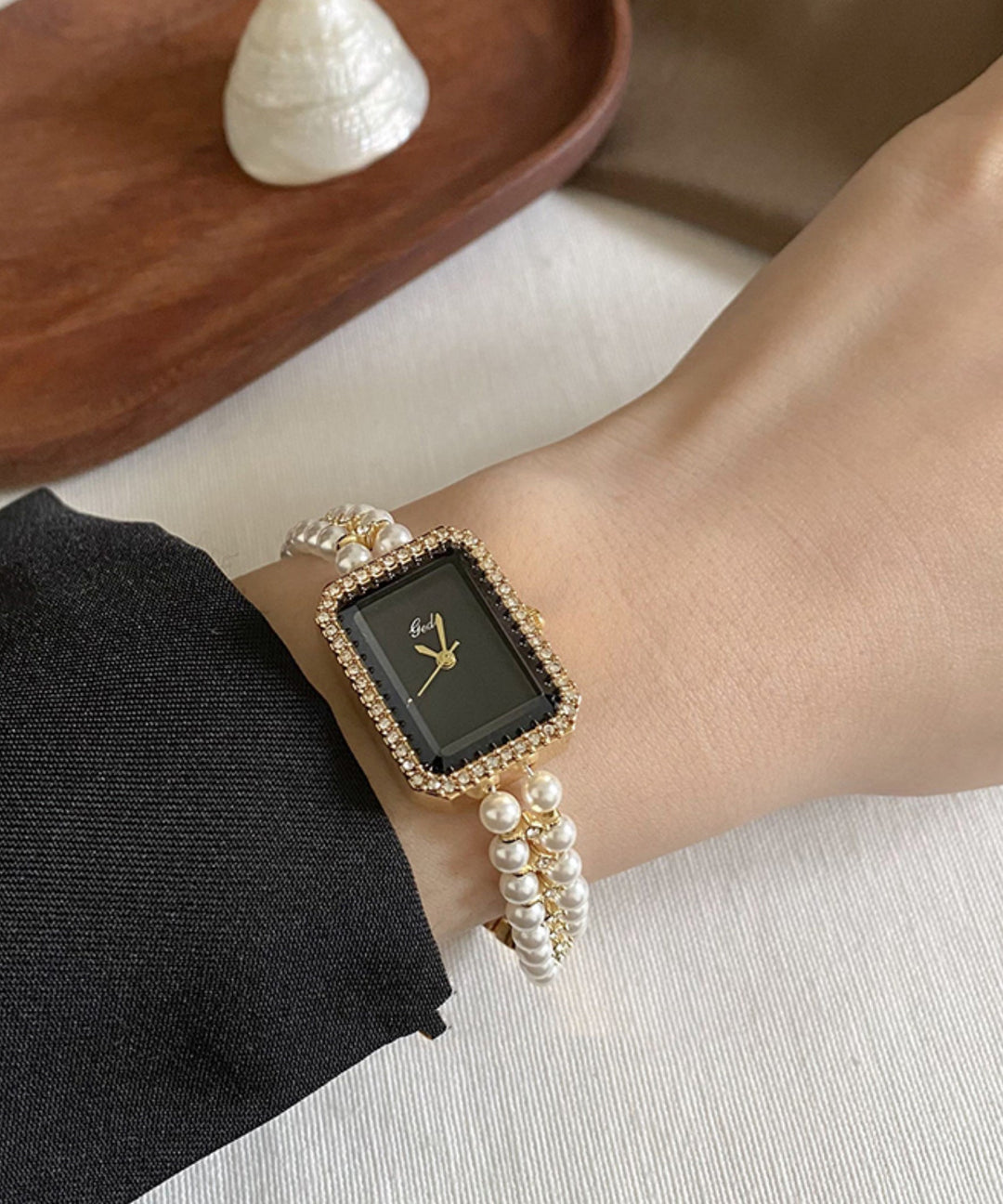 Fine Silk Stainless Steel Alloy Pearl Zircon Waterproof Watches