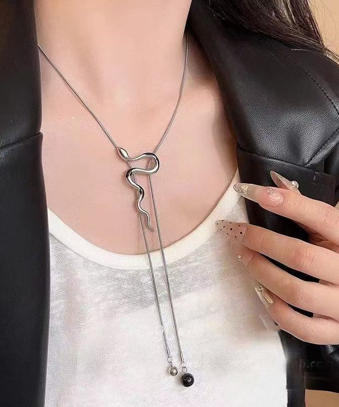 Fine Silk Stainless Steel Alloy Serpentine Pull Type Lariat Necklace