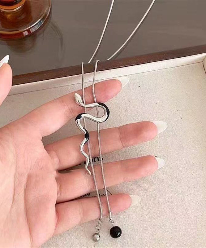 Fine Silk Stainless Steel Alloy Serpentine Pull Type Lariat Necklace